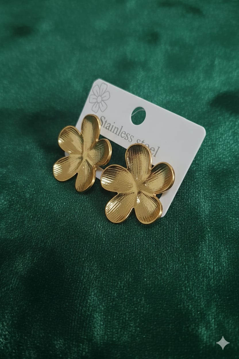 Petal Gold Flower - Anti Tarnish Earrings - Stud