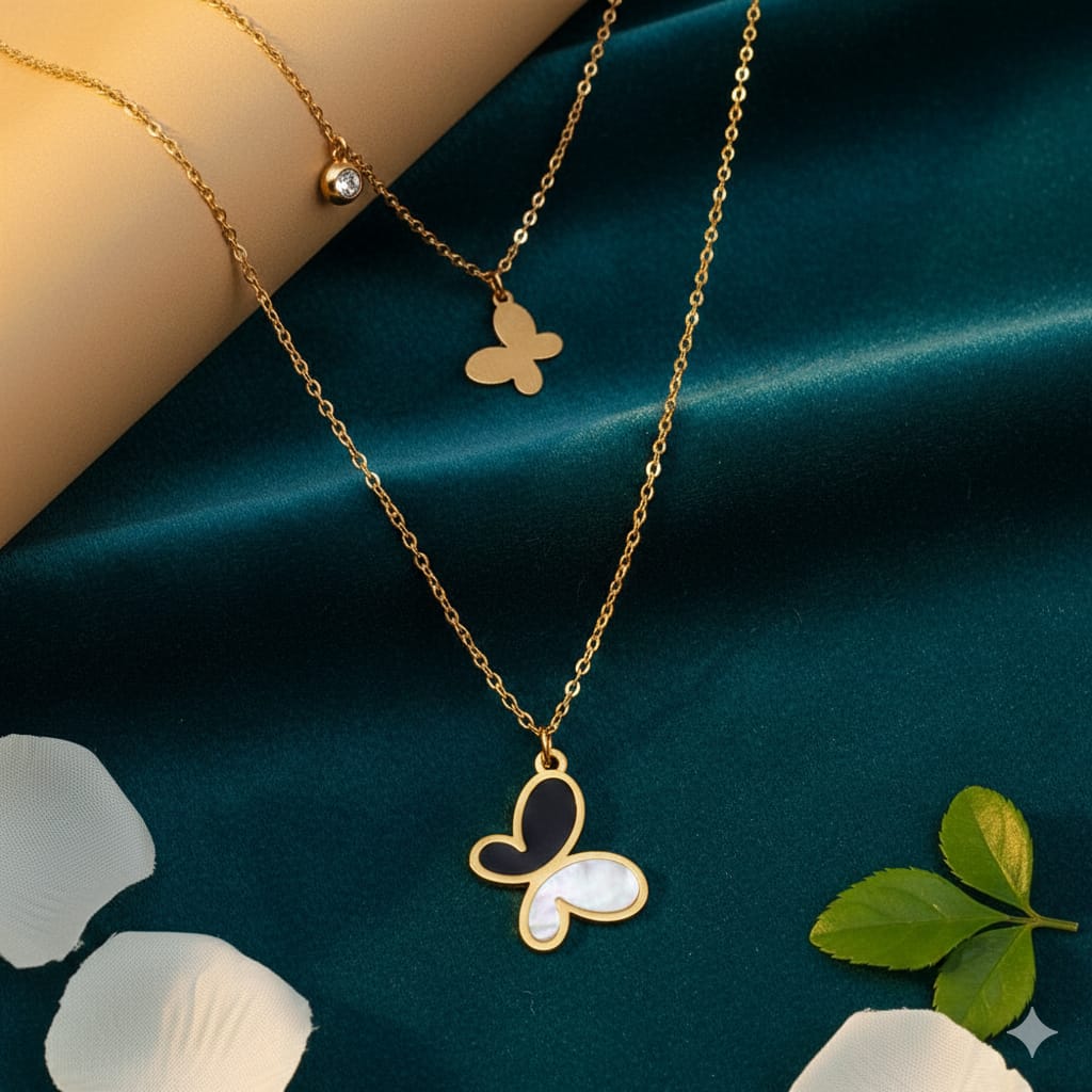 Double Layer Butterfly - Anti Tarnish Chain - Gold