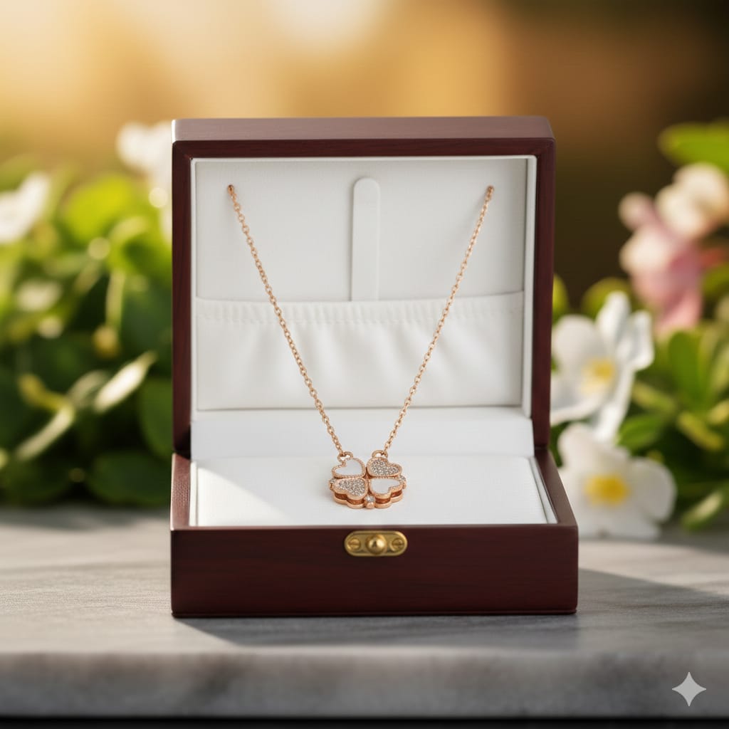 Four Heart Clover - Anti Tarnish Chain - Rose Gold