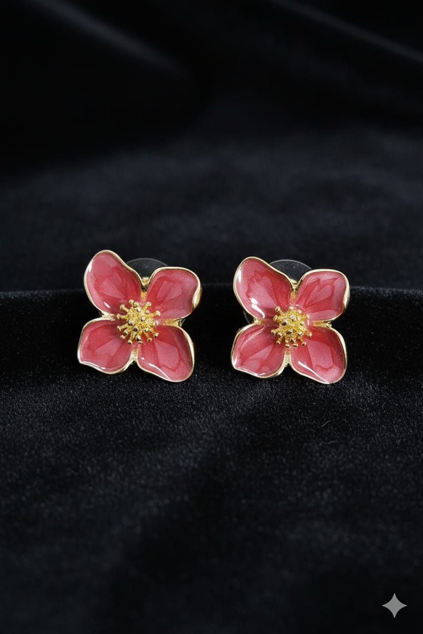 Metal Flower - Korean Earrings - Stud