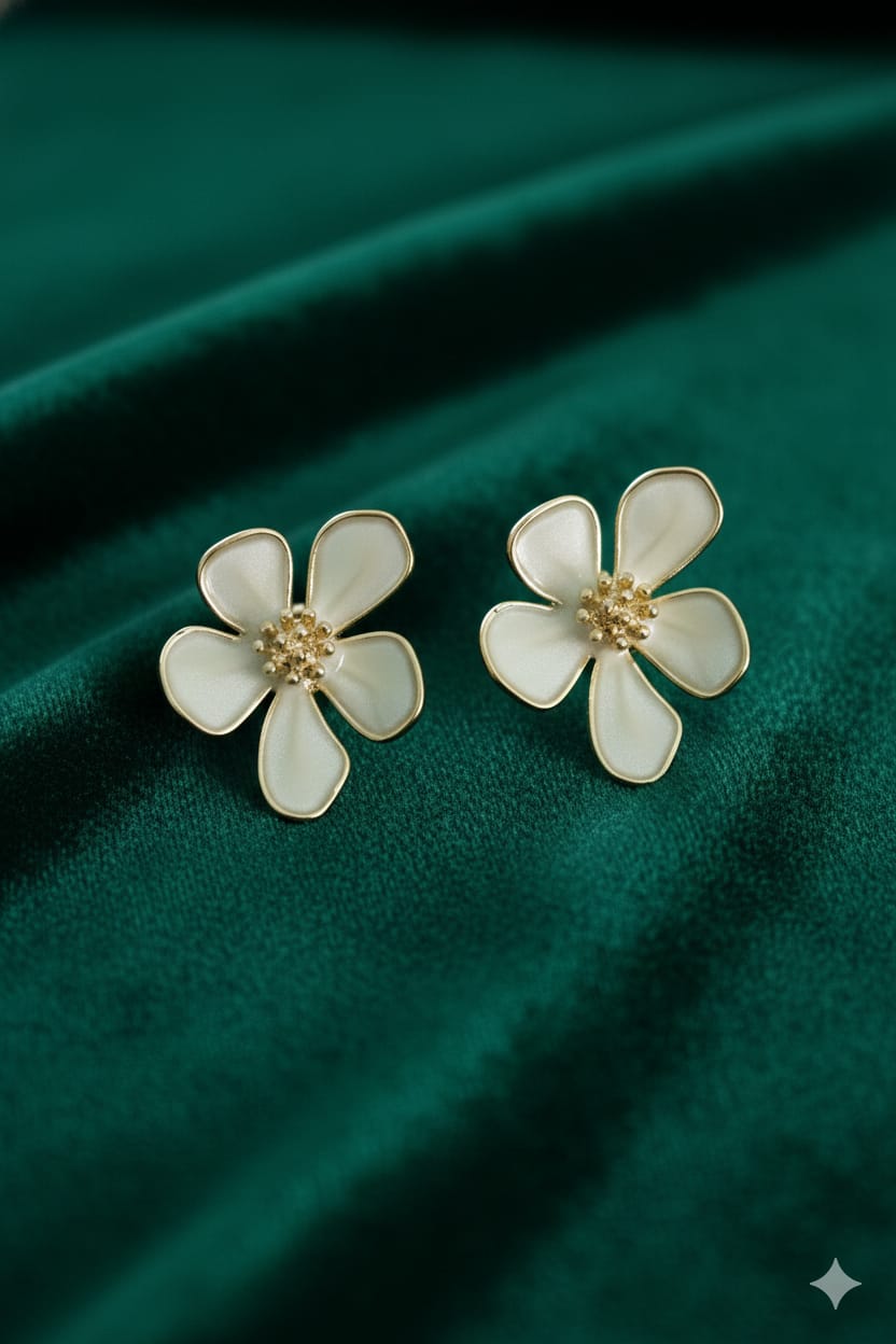 Metal Floral - Korean Earrings - Stud