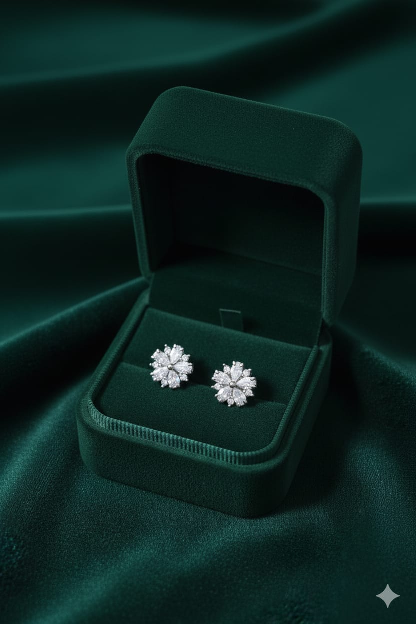 White Stone - American Diamond Earring - Stud