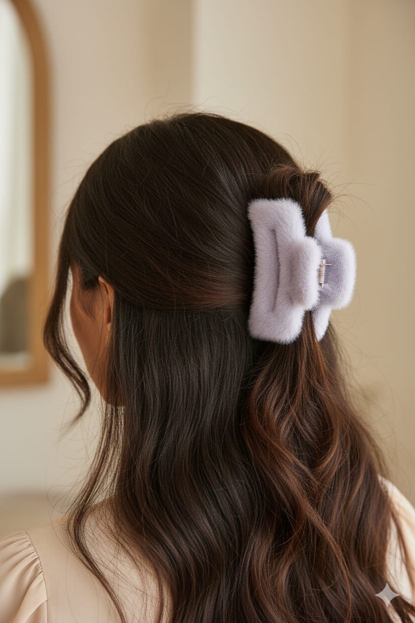Fluppy Fur Hair Claw Clip - Lavender