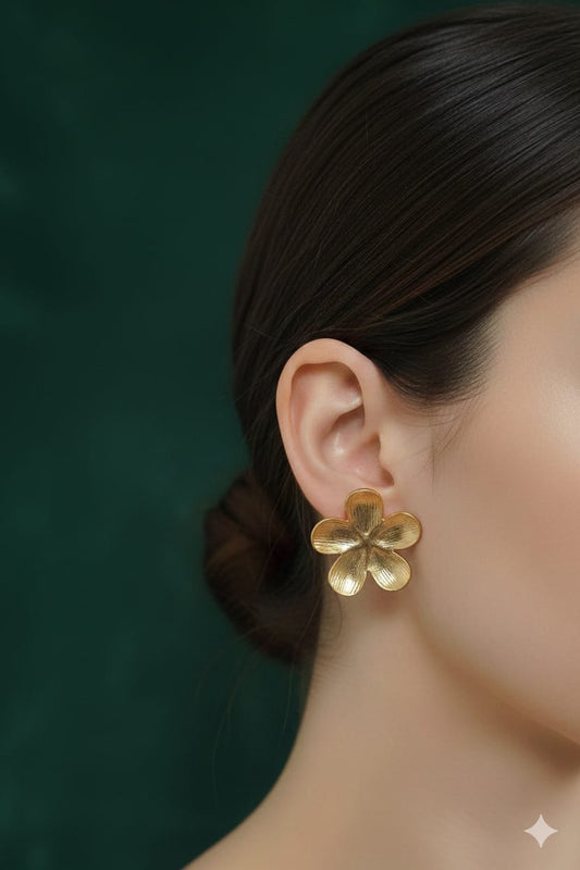 Petal Gold Flower - Anti Tarnish Earrings - Stud