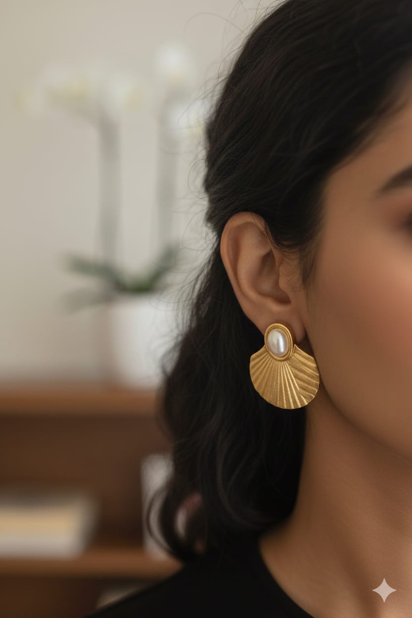 Shell Golden Pearl - Anti Tarnish Earrings - Stud