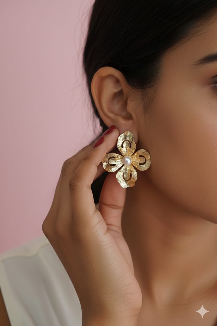 Metal Flower - Western Earrings - Stud