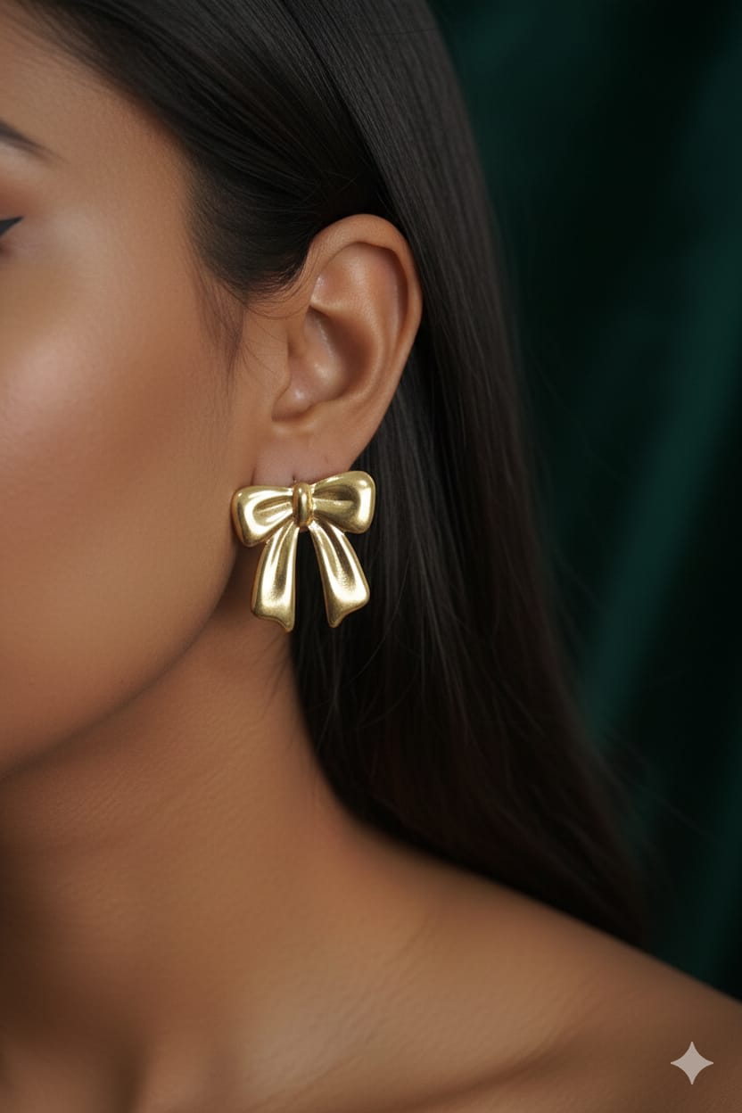 Ribbon Bow - Anti Tarnish Earrings - Stud