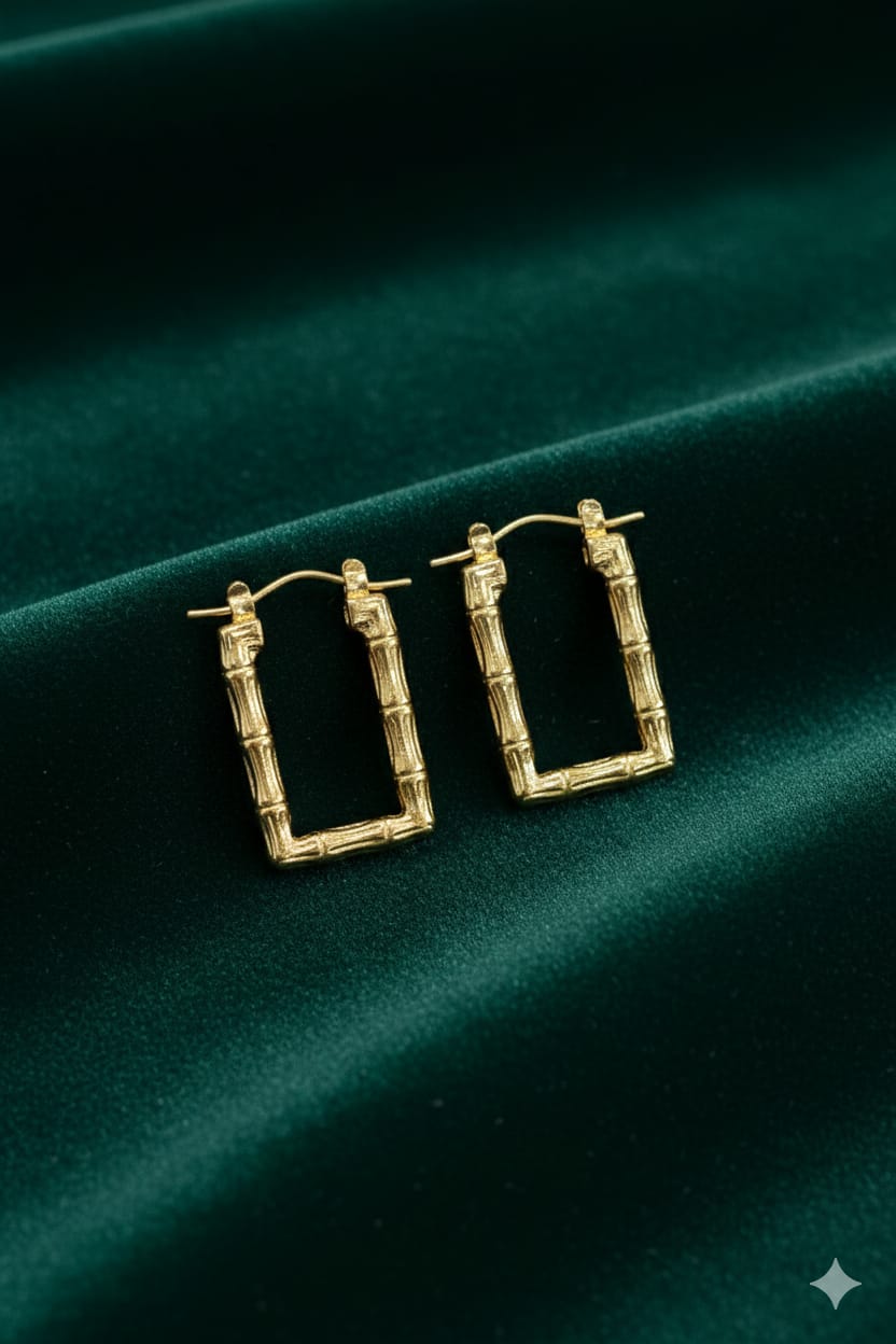 Bamboo Hoops - Anti Tarnish Earrings - Hanging