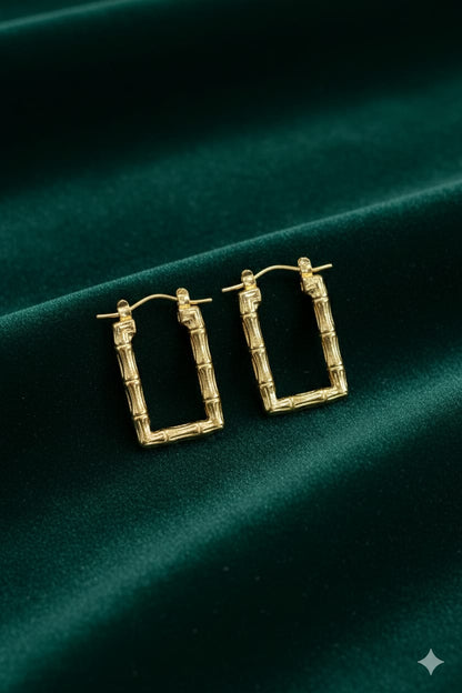 Bamboo Hoops - Anti Tarnish Earrings - Hanging
