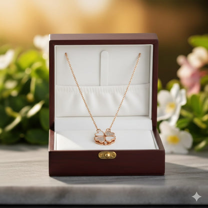 Four Heart Clover - Anti Tarnish Chain - Rose Gold