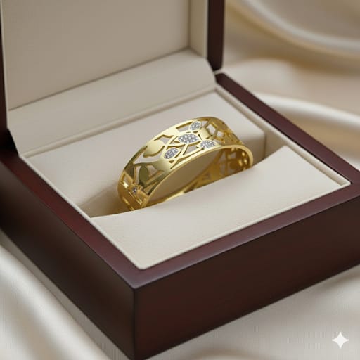 Studded Leaf Band - Anti Tarnish Bracelet - Gold