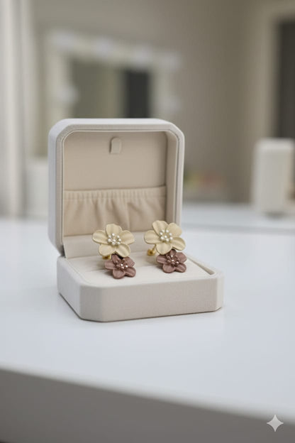 Double Layer Flower - Korean Earrings - Hanging