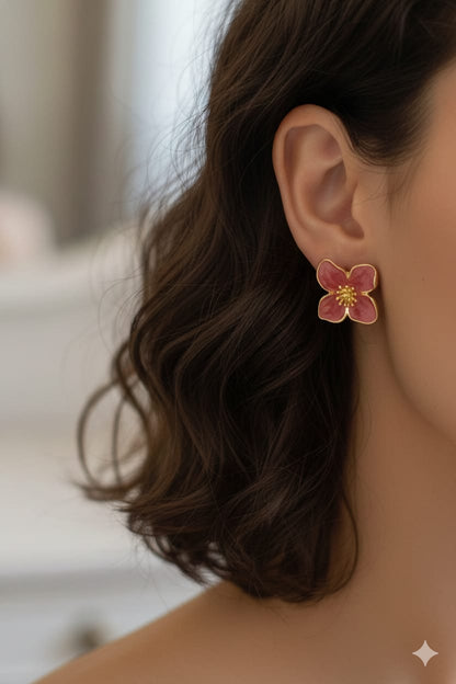 Metal Flower - Korean Earrings - Stud