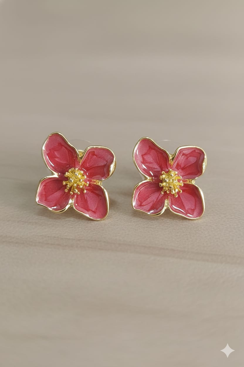 Metal Flower - Korean Earrings - Stud