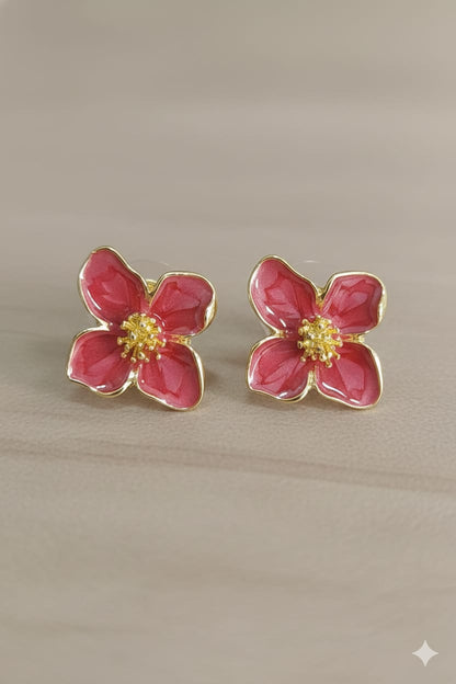 Metal Flower - Korean Earrings - Stud