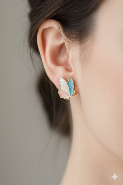 Enamel Butterfly  - Korean Errings - Stud