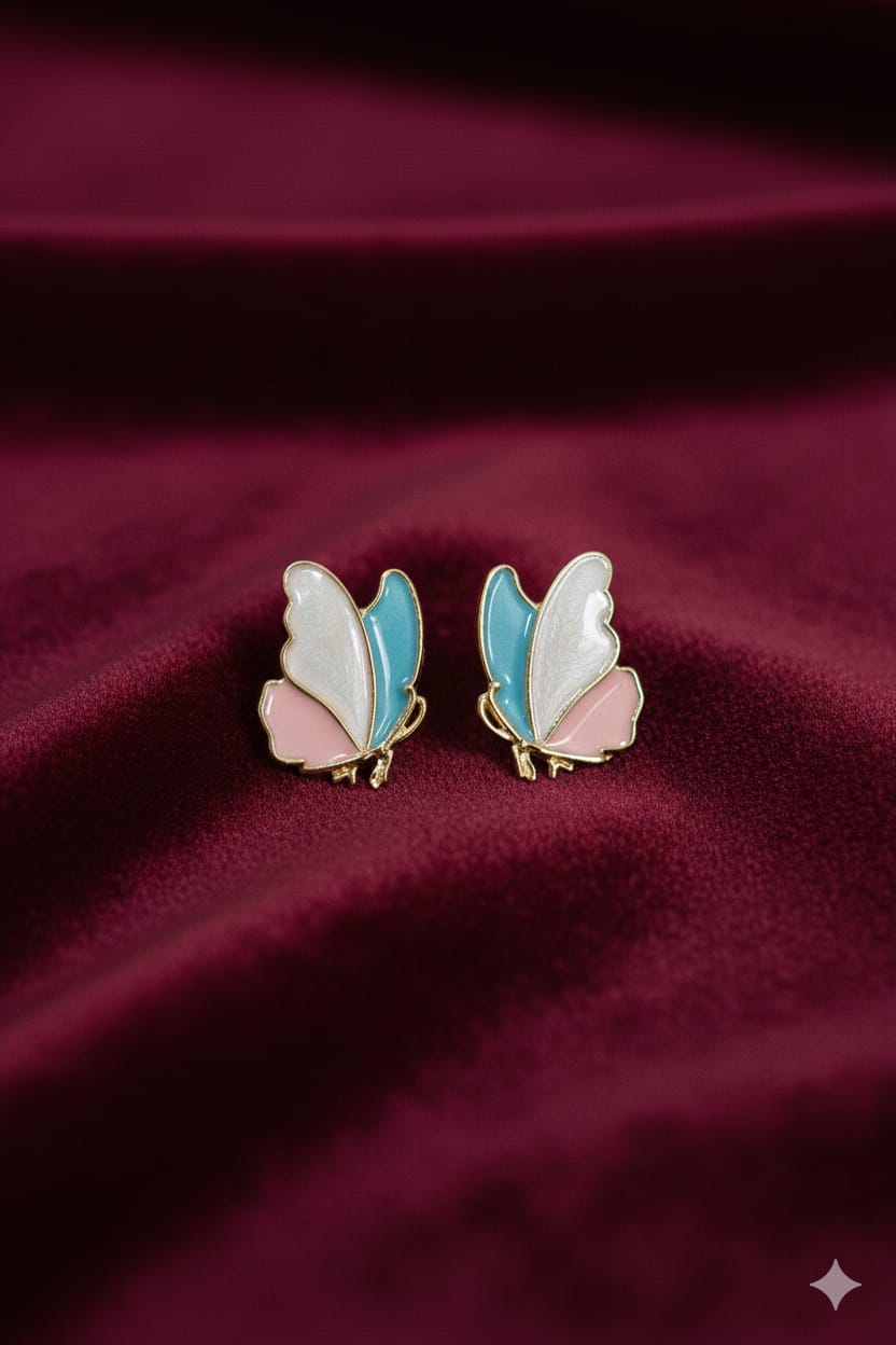 Enamel Butterfly  - Korean Errings - Stud