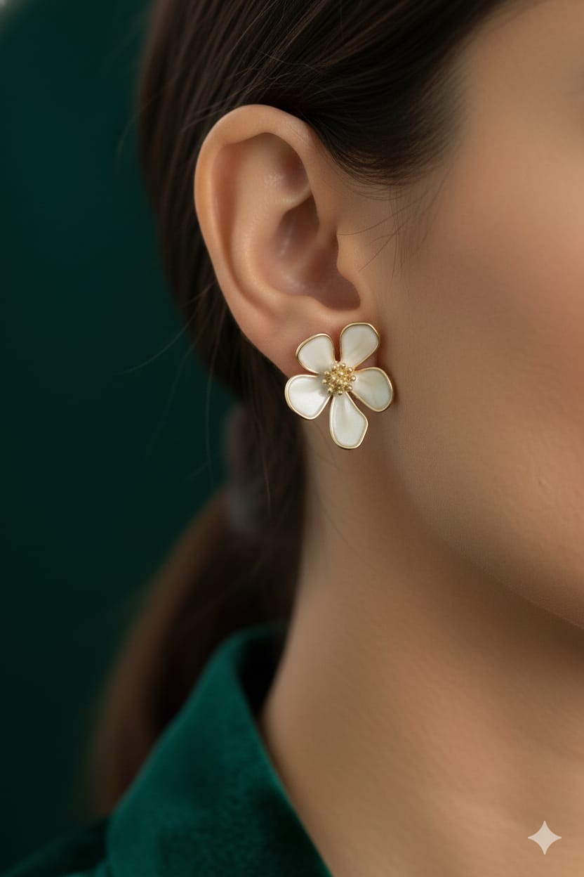 Metal Floral - Korean Earrings - Stud