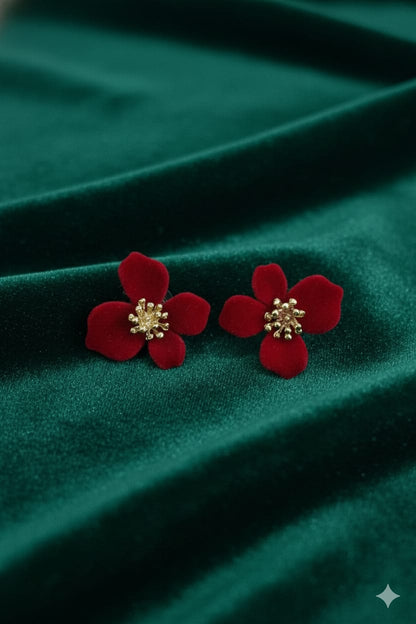 Velvet Flower - Korean Earring - Stud