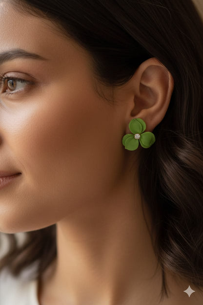 Double Elegant Flower - Korean Earrings - Stud