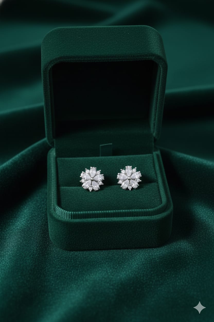 White Stone - American Diamond Earring - Stud