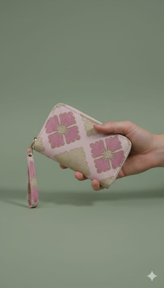 Cloth Flower Disign - Wallet - Pink