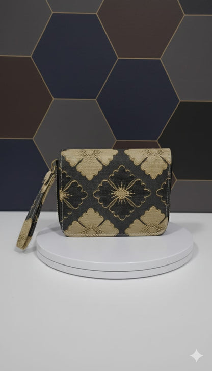 Cloth Flower Disign - Wallet - Black