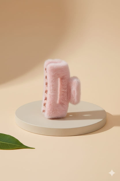 Fluffy Fur Hair Claw Clip - Pink