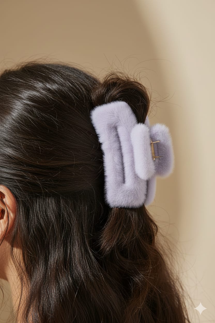 Fluppy Fur Hair Claw Clip - Lavender