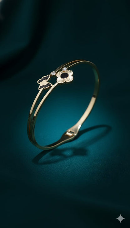 Floral Butterfly - Anti Tarnish Bracelet -  Gold