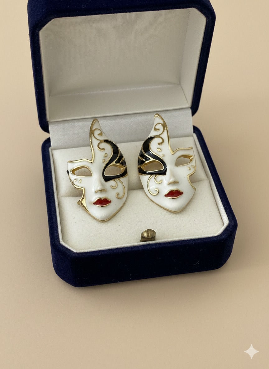 Venetian Noir Mask - Korean  Earrings