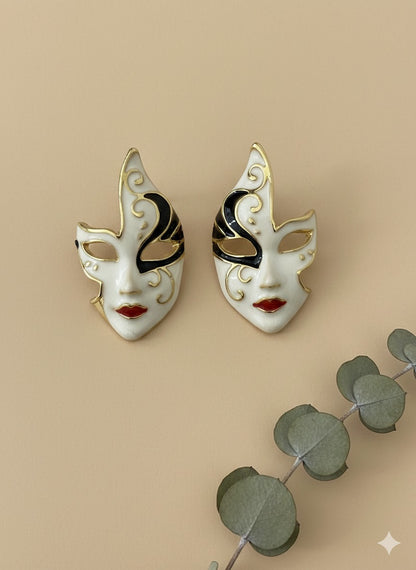 Venetian Noir Mask - Korean  Earrings