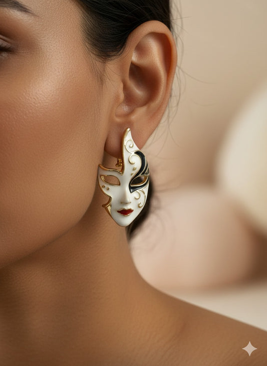 Venetian Noir Mask - Korean  Earrings