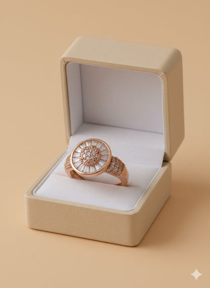 Celestial Sunburst Ring - Rose Gold