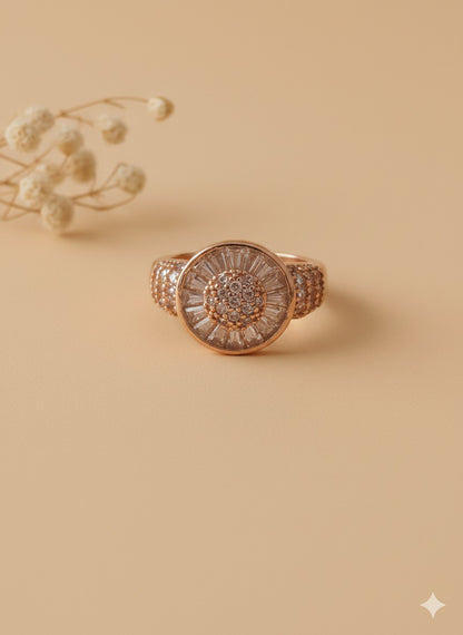 Celestial Sunburst Ring - Rose Gold
