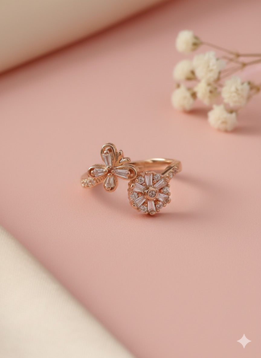 Blossom Spark Duo Ring - Rose Gold