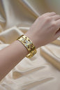 Studded Leaf Band - Anti Tarnish Bracelet - Gold