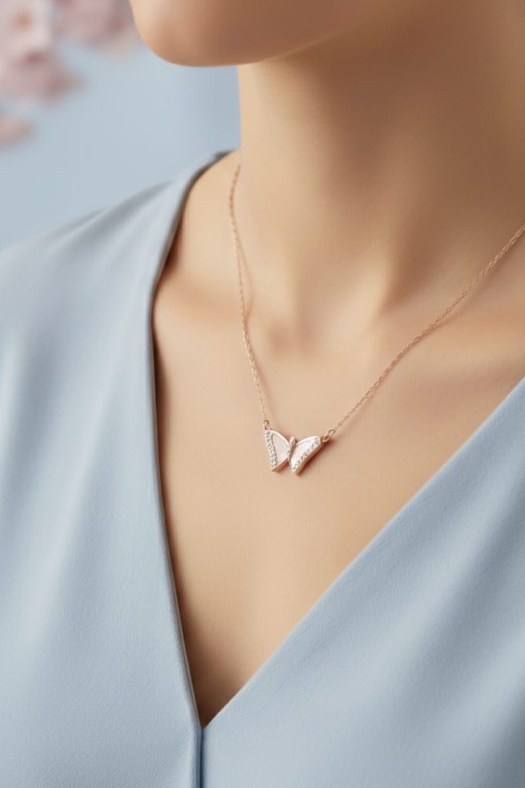 Butterfly  - Anti Tarnish Chain - Rose Gold