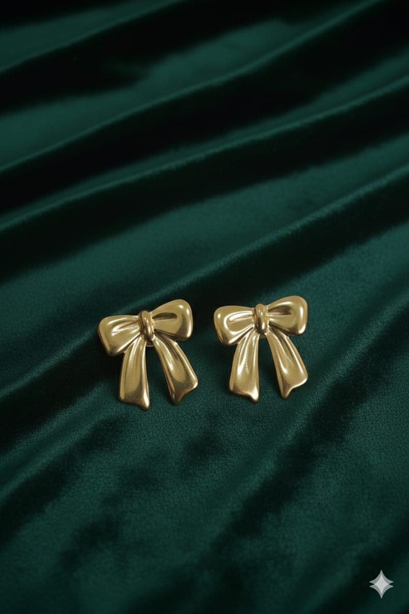Ribbon Bow - Anti Tarnish Earrings - Stud